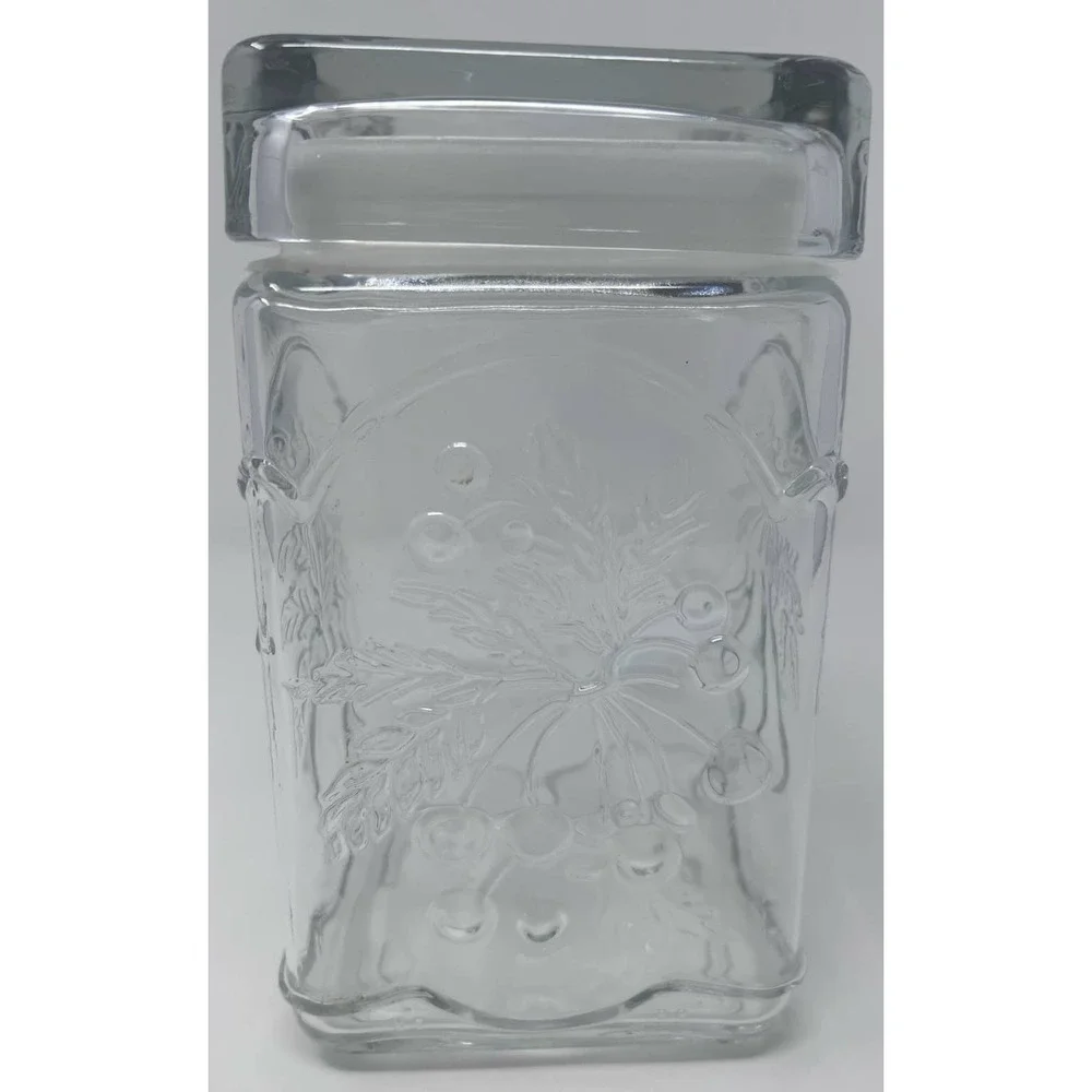 Canada 11 Clear Glass Pressed Fruit Grapes,‎ Pears, Cherries & Apples Canister